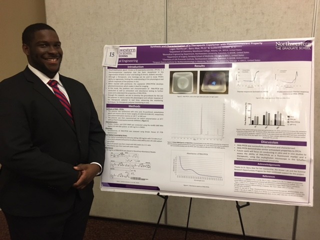 young man showing his research on a flipchart