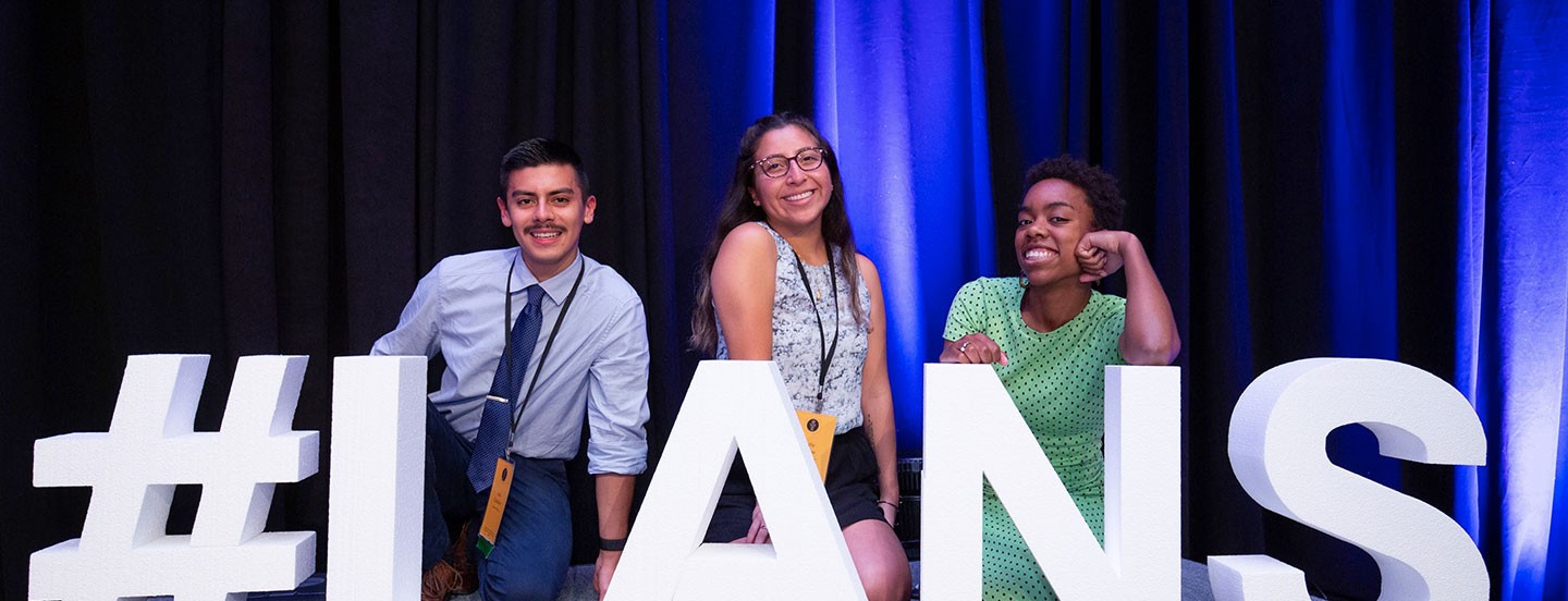 group of students behind letters representing #lans