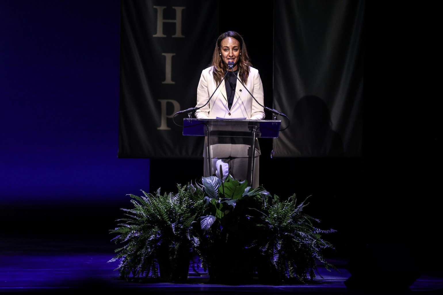 Dr. Bingham-Hickman at podium speaking