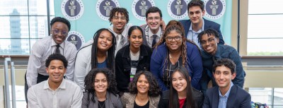 students taking a photo in a group