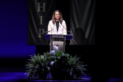 Dr. Bingham-Hickman at podium speaking