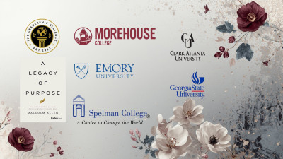 legacy of purpose book cover logos from morehouse, spelman, clark atlanta, emory and georgia state university