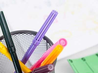 pencil case on table
