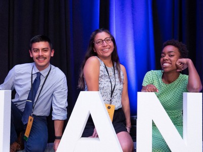 Group of students behind letters representing #lans