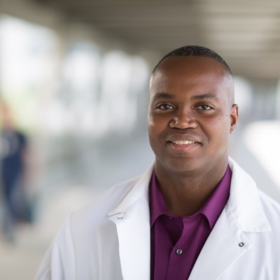 DR. ANTONIO BAINES HEADSHOT IN WHITECOAT